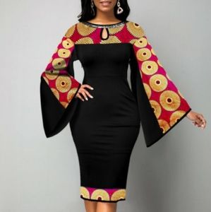 Tribal-print, keyhole dress